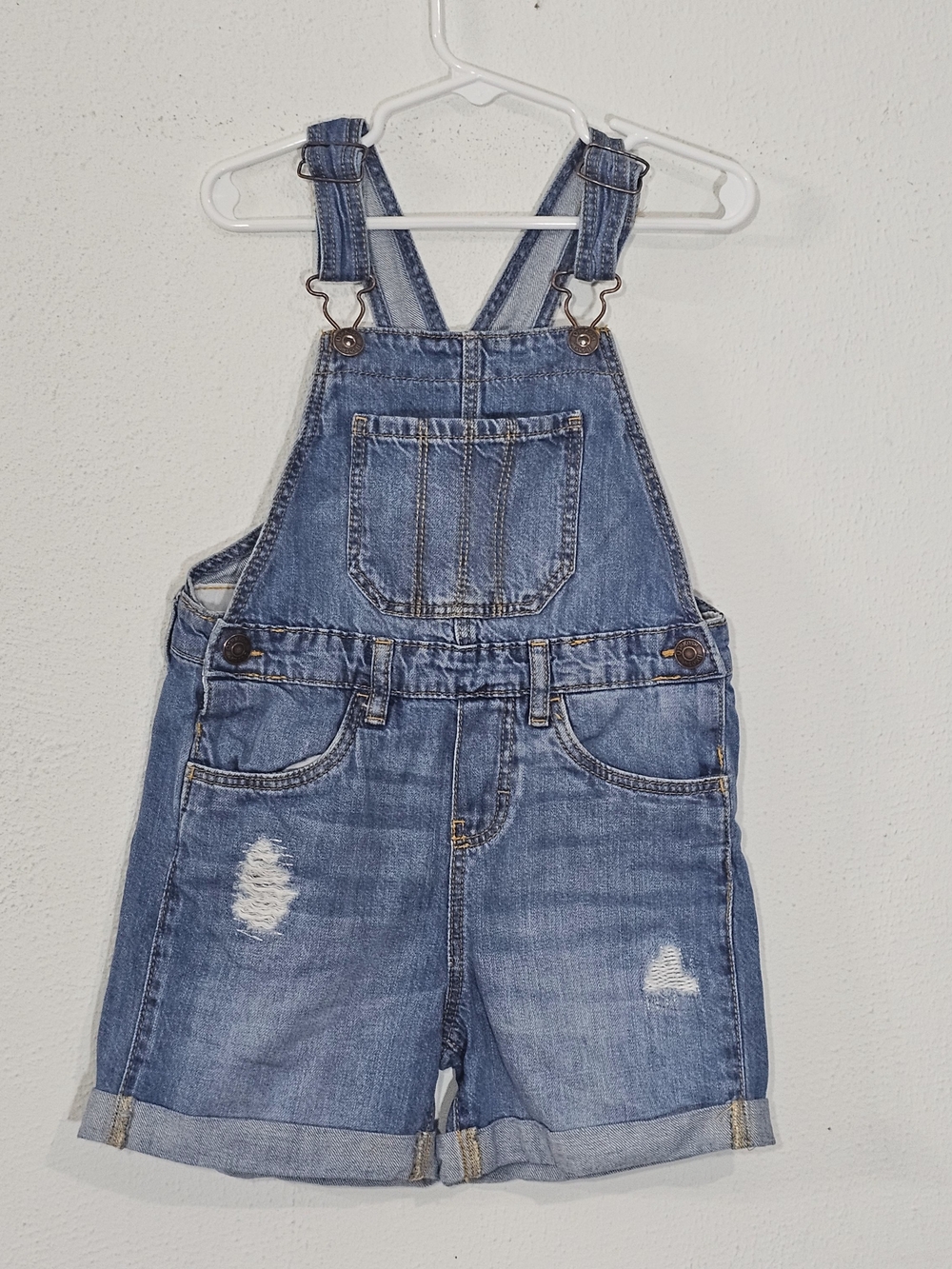 OshKosh B'gosh Girls Jean Overalls Shorts Size 5 Classic Vestbak Heritage Style - Picture 2 of 13